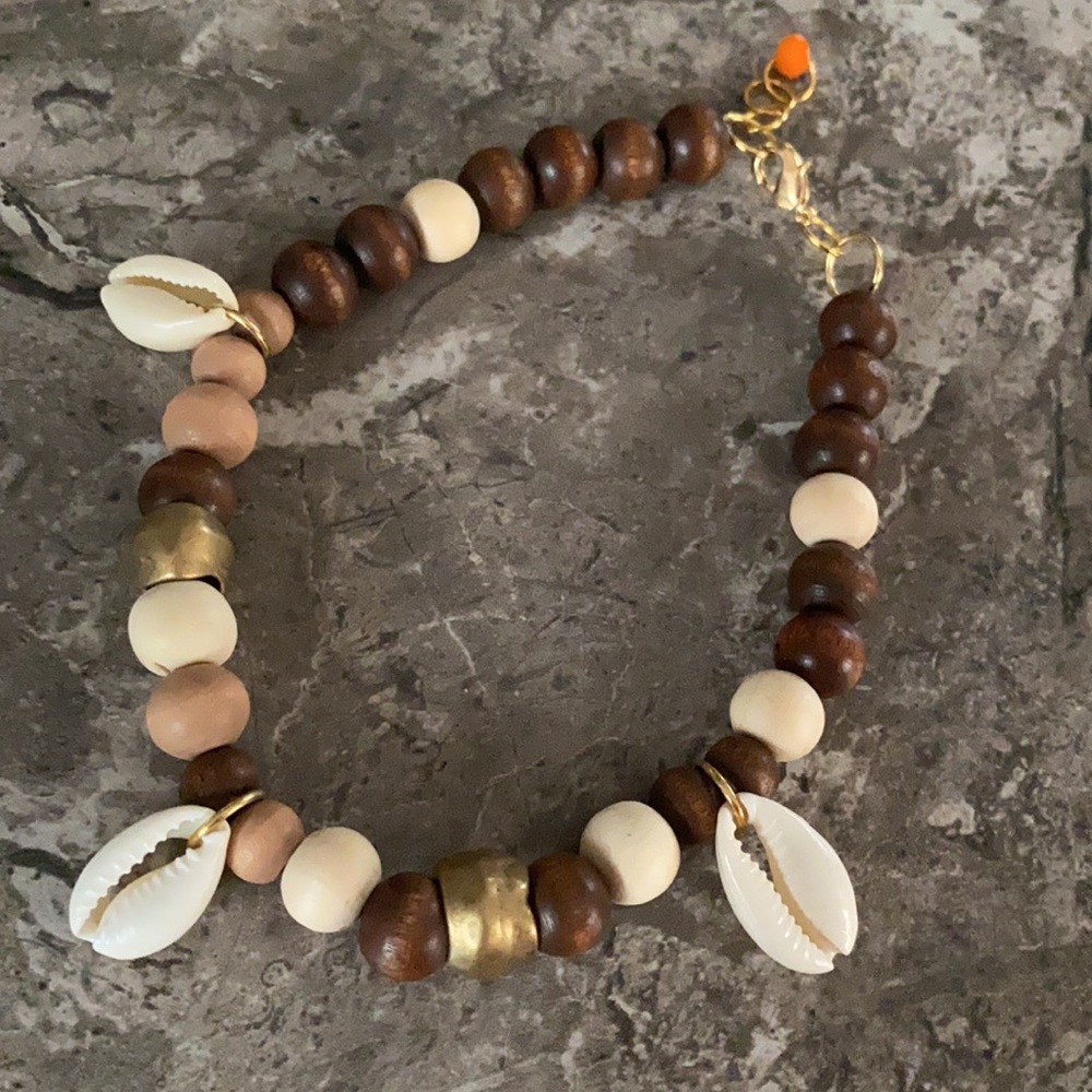 Wood & shell anklet & bracelet set - Picture 4 of 4